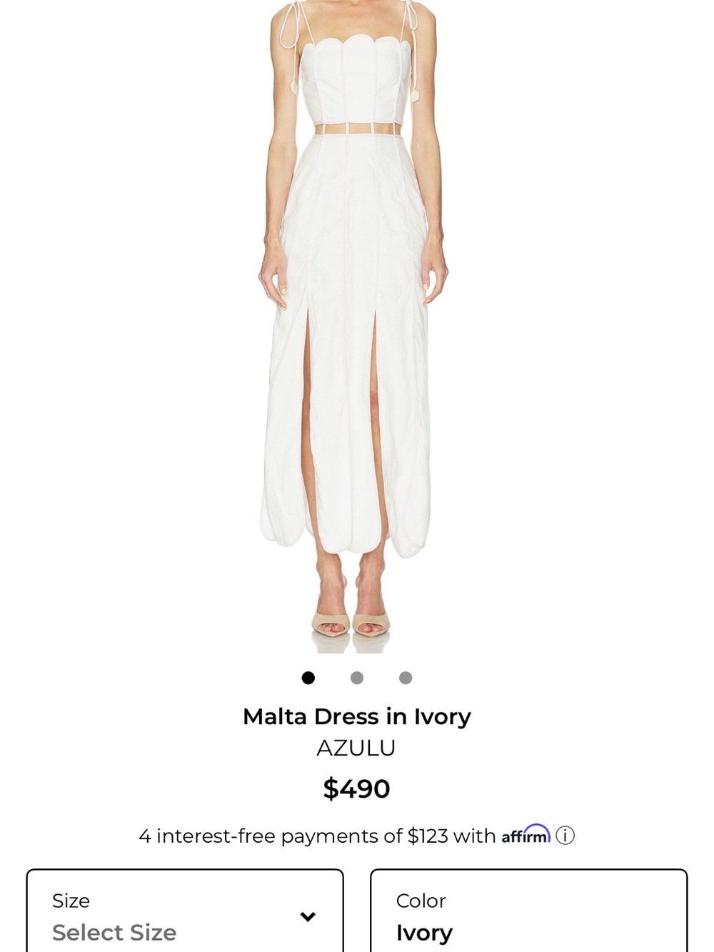 Azulu Ivory Maxi dresss with Front Slits